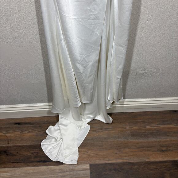 Jenny by Jenny Yoo Size 8 Harlyn Wedding Dress Gown White Lace Maxi Halter Train - Picture 4 of 16